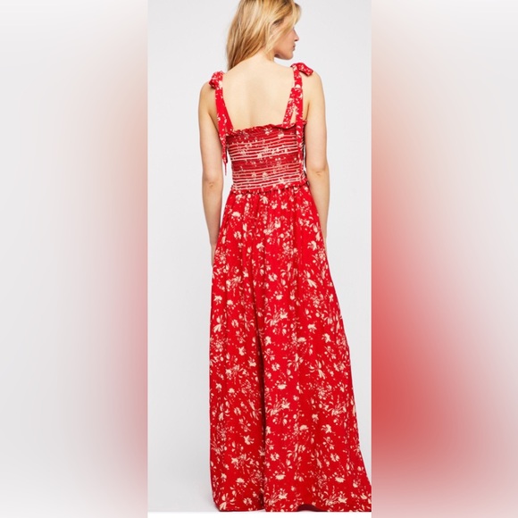 Free People Red Floral Print Jumpsuit - Picture 2 of 5